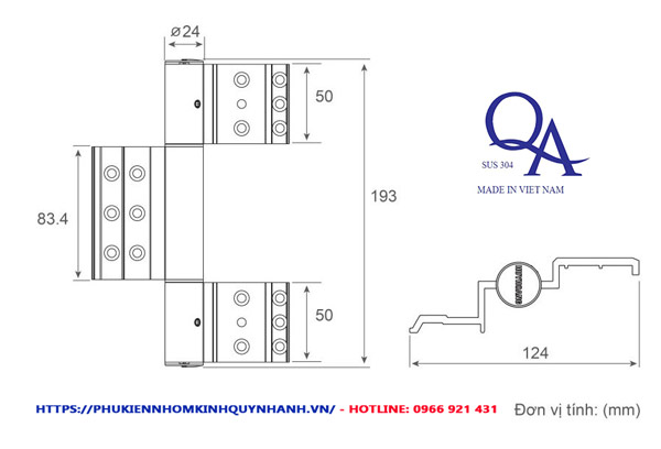 Bản lề 4D 2 cánh 1