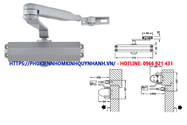 Cấu tạo của tay co thủy lực Hafele 1 Cấu tạo của tay co thủy lực Hafele 1