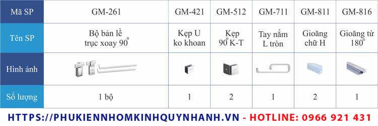 Phụ kiện cabin phòng tắm Gymek 90 độ K-T SET 04 gồm những gì? 1 Phụ kiện cabin phòng tắm Gymek 90 độ K-T SET 04 gồm những gì? 1