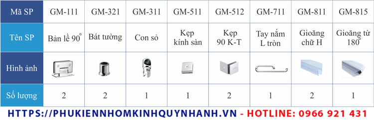 Chi tiết bộ phụ kiện cabin phòng tắm Gymek 90 độ kính tường Set 01 1 Chi tiết bộ phụ kiện cabin phòng tắm Gymek 90 độ kính tường Set 01 1