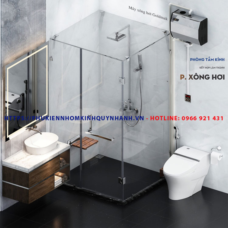 Đặc điểm sản phẩm máy xông hơi ướt Goldmak 2 Phòng tắm kính GYMEK kết hợp cùng máy xông hơi ướt Goldmak