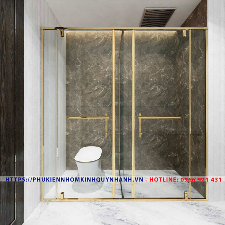 SET 104 phụ kiện Gymek phòng tắm kính 180 độ kép bản lề trục xoay khung bao Slim