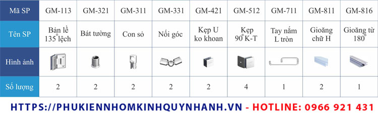 Bộ phụ kiện Gymek phòng tắm kính 135 độ giằng inox tròn gồm những gì? 1 Bộ phụ kiện Gymek phòng tắm kính 135 độ giằng inox tròn gồm những gì? 1