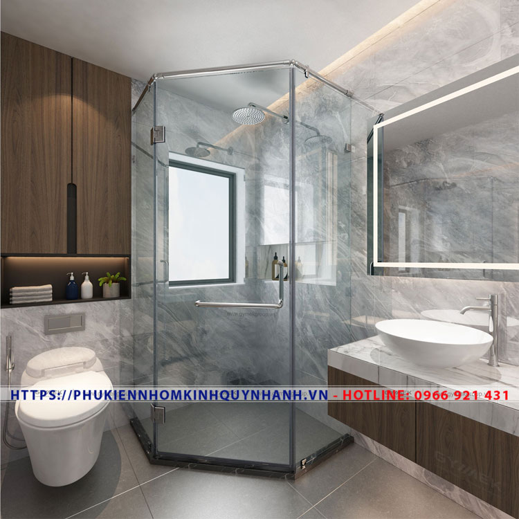 Set phụ kiện Gymek phòng tắm kính 135 độ giằng inox tròn 1 Set 27 Gymek phòng tắm kính 135 độ giằng inox tròn ống phi 25 màu bóng gương