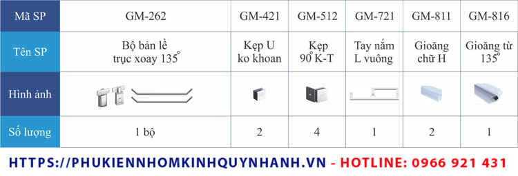 Chi tiết bộ phụ kiện trong set 30 Gymek phòng tắm kính 135 độ hệ bản lề trục xoay màu bóng gương 1 Chi tiết bộ phụ kiện trong set 30 Gymek phòng tắm kính 135 độ hệ bản lề trục xoay màu bóng gương 1