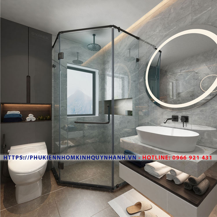 Đặc điểm của bộ phụ kiện Gymek 135 độ giằng inox ống tròn 2 SET 35 Gymek phòng tắm kính 135 độ giằng ống inox tròn phi 25 mạ đen mờ