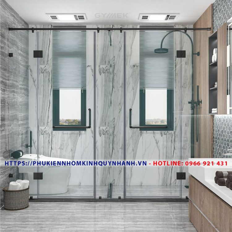 Mua bộ phụ kiện Gymek phòng tắm kép 180 độ ở đâu? 1 Set 62 phụ kiện Gymek phòng tắm kép 180 độ giằng ống inox tròn phi 25