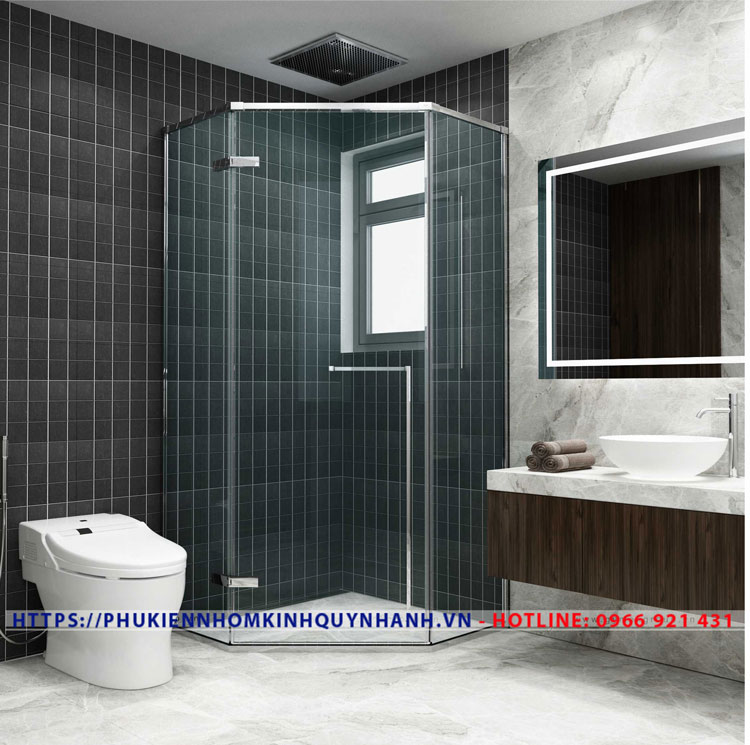 Set phụ kiện Gymek phòng tắm kính 135 độ cửa mở quay hệ Slim 1 Bộ phụ kiện phòng tắm kính 135 độ hệ Slim cửa mở quay màu bóng gương