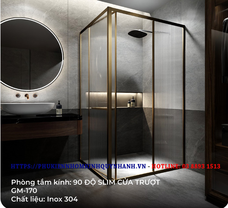 Bộ sưu tập cabin phòng tắm kính Gymek 2024 màu vàng gold